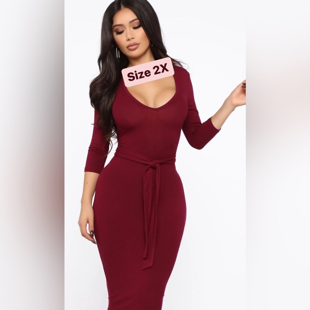 Fashion Nova Red Midi Dress 2X